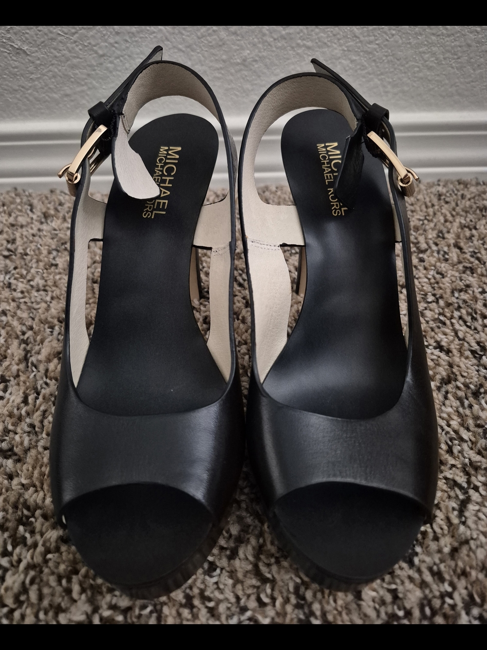 Michael Kors Black Open-Toe Slingback Heels